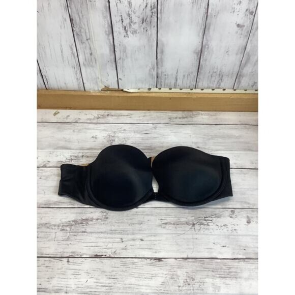 Victoria's Secret Women Biofit Multiway Strapless Bra Size 34B Black Satin - Picture 1 of 4